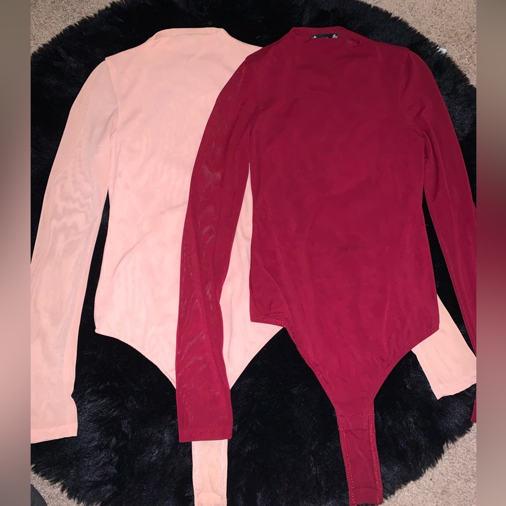Burgundy and light pink long sleeve shirt. Sold separately or together.